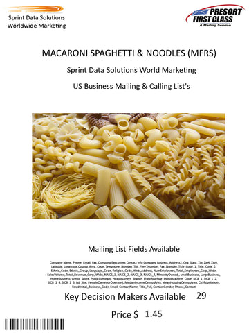 MACARONI SPAGHETTI & NOODLES (MFRS)