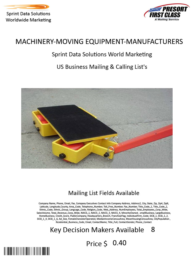 MACHINERY-MOVING EQUIPMENT-MANUFACTURERS