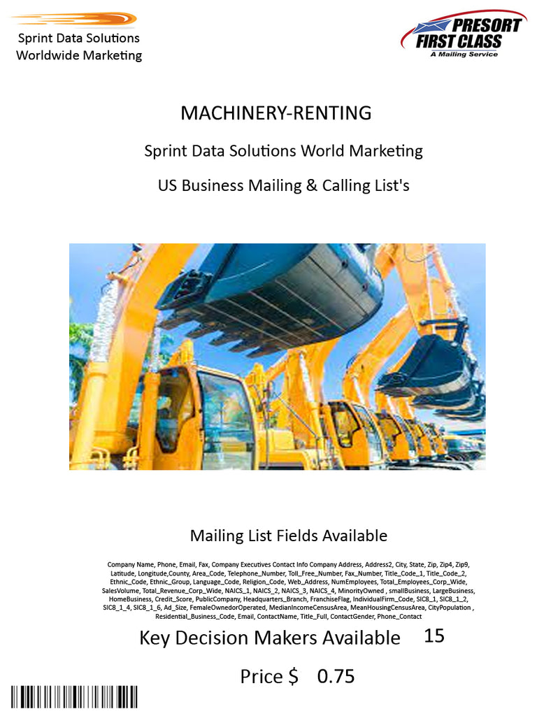 MACHINERY-RENTING