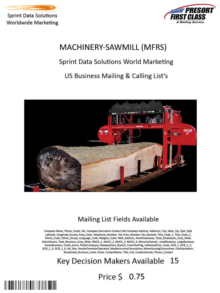 MACHINERY-SAWMILL (MFRS)