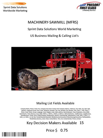 MACHINERY-SAWMILL (MFRS)