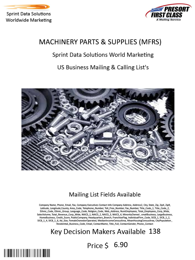 MACHINERY PARTS & SUPPLIES (MFRS)