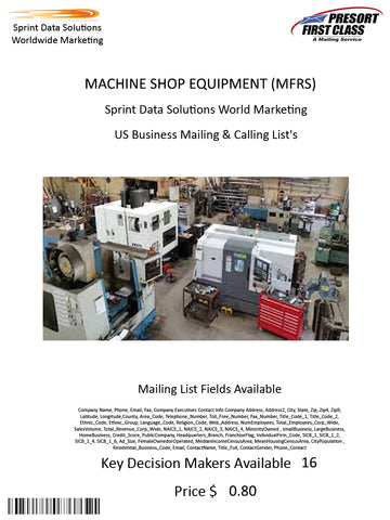 MACHINE SHOP EQUIPMENT (MFRS)