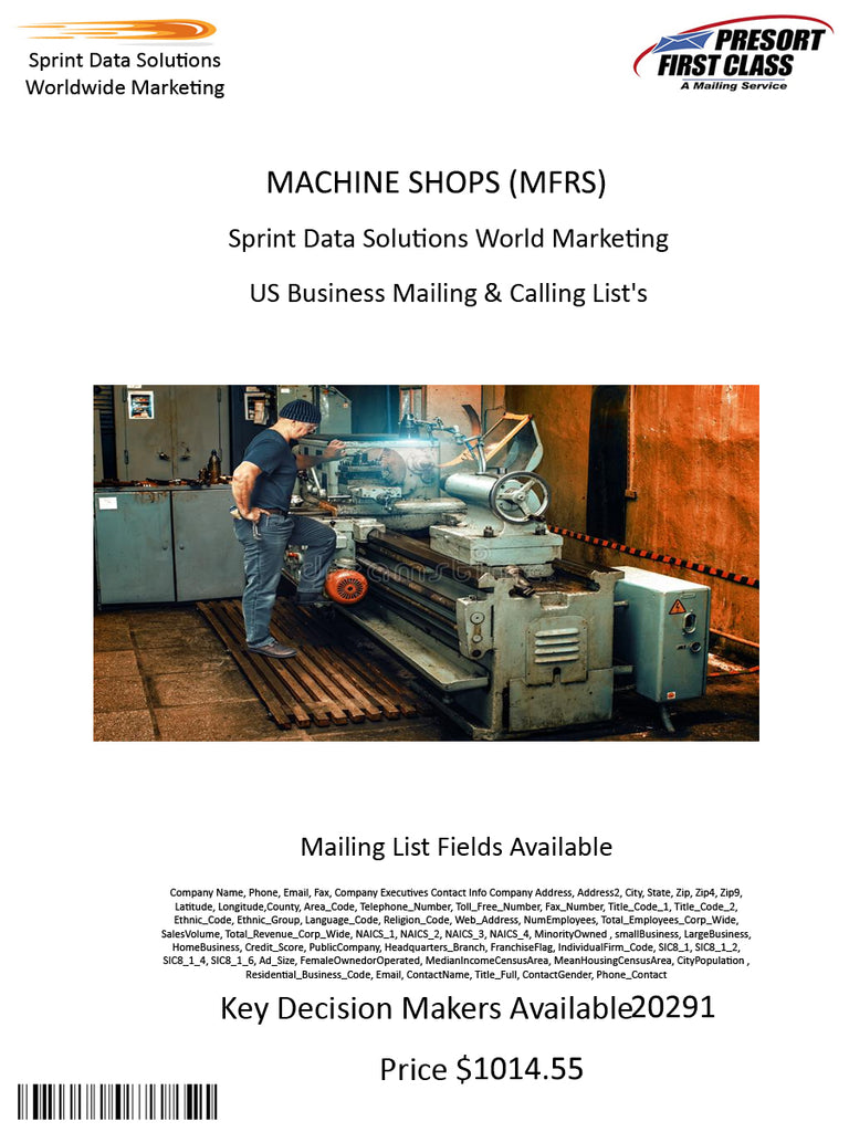 MACHINE SHOPS (MFRS)