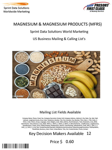 MAGNESIUM & MAGNESIUM PRODUCTS (MFRS)