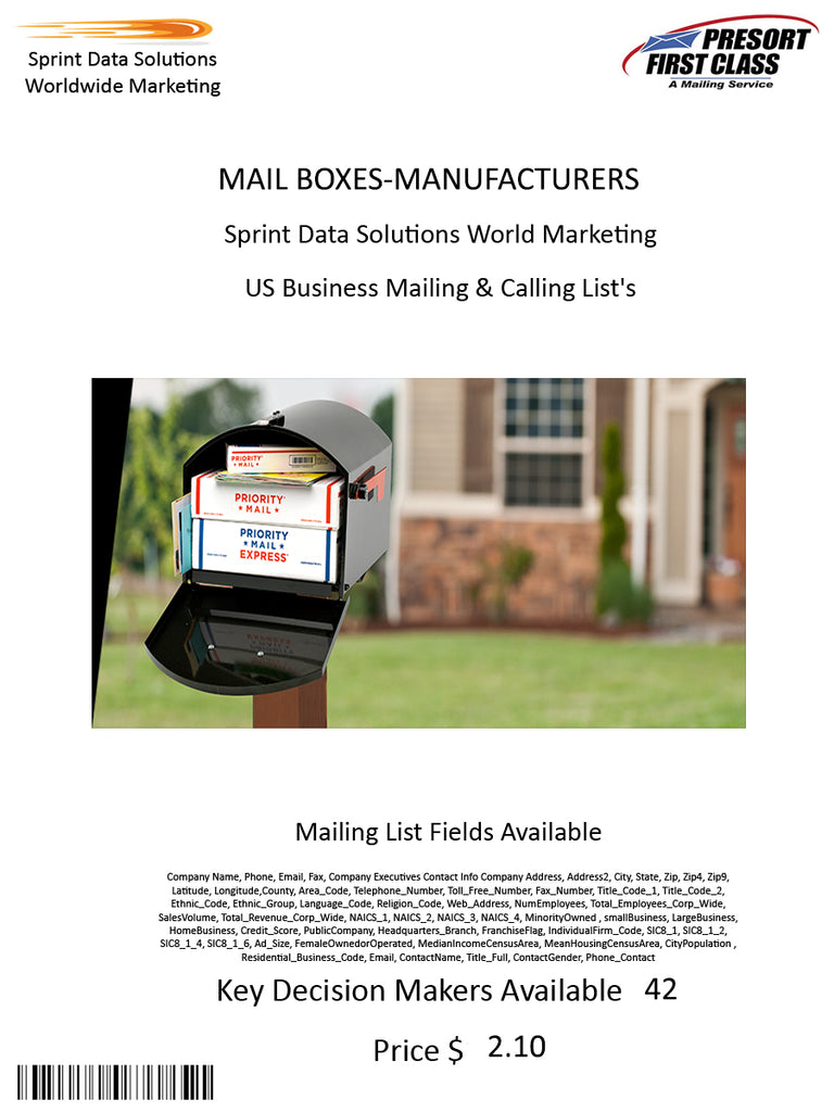 MAIL BOXES-MANUFACTURERS