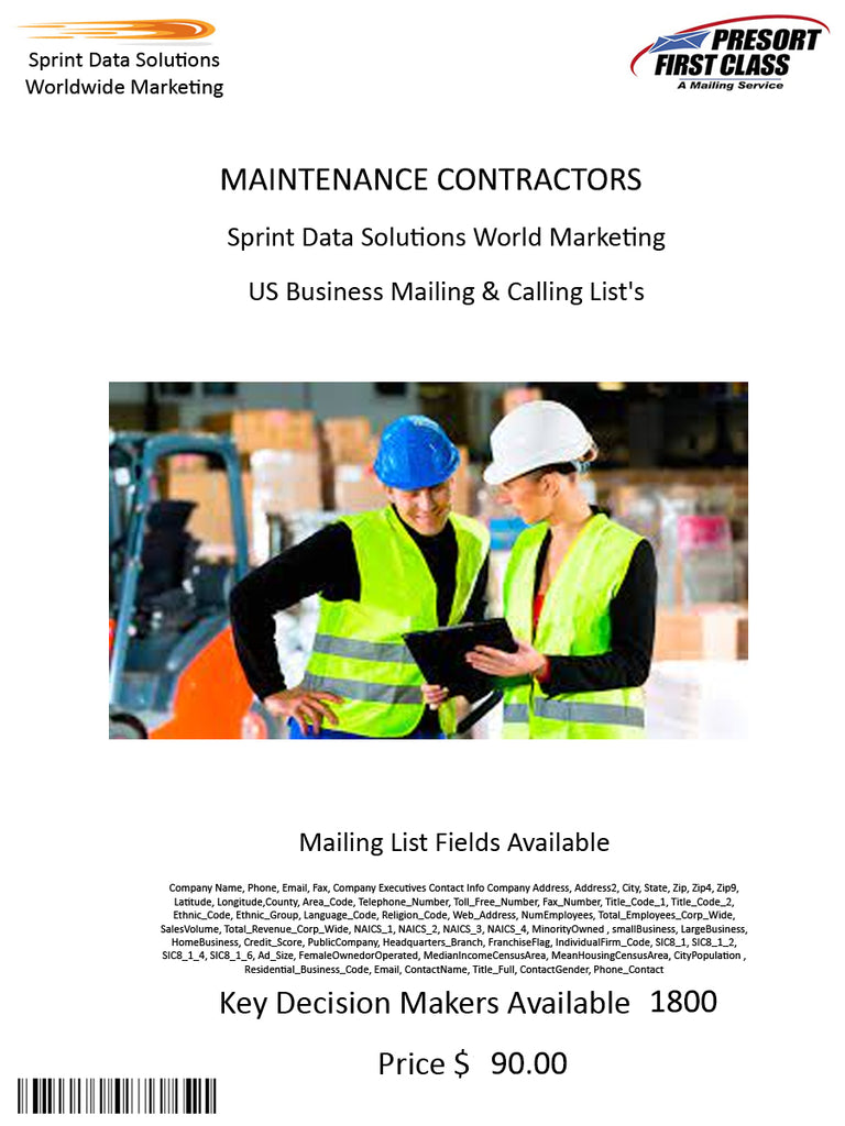 MAINTENANCE CONTRACTORS