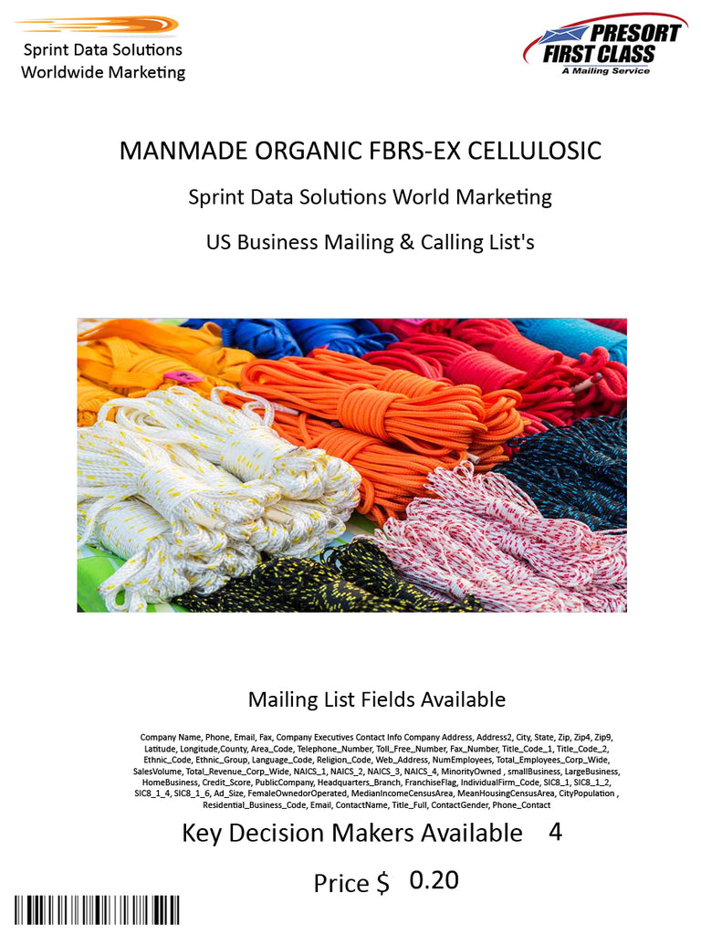 MANMADE ORGANIC FBRS-EX CELLULOSIC