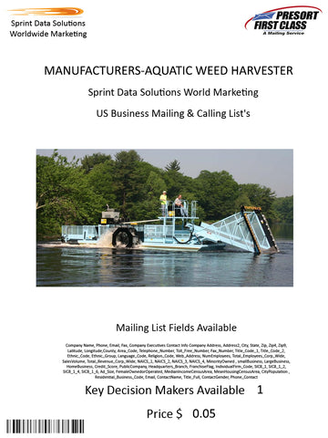 MANUFACTURERS-AQUATIC WEED HARVESTER