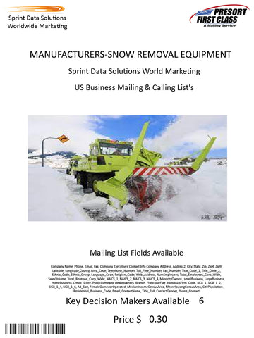 MANUFACTURERS-SNOW REMOVAL EQUIPMENT