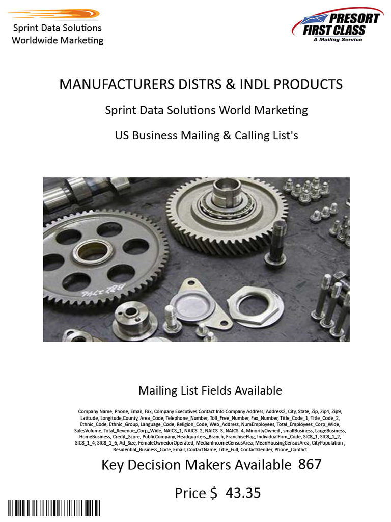 MANUFACTURERS DISTRS & INDL PRODUCTS