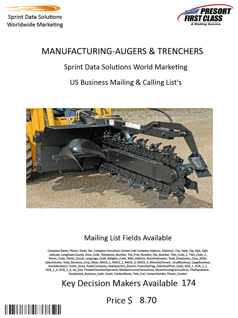 MANUFACTURING-AUGERS & TRENCHERS