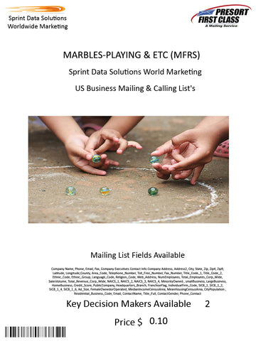 MARBLES-PLAYING & ETC (MFRS)