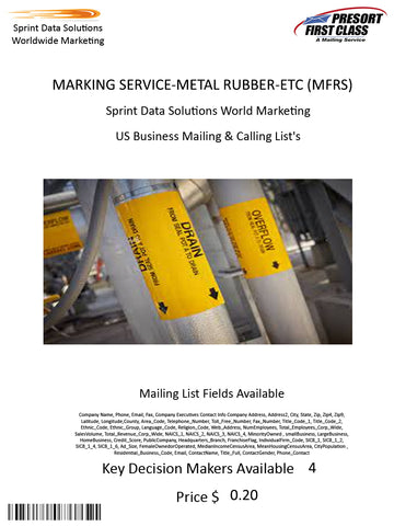 MARKING SERVICE-METAL RUBBER-ETC (MFRS)