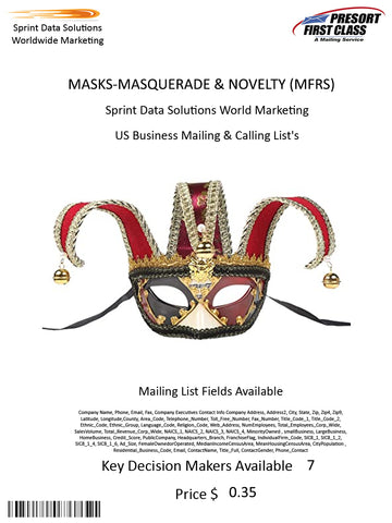 MASKS-MASQUERADE & NOVELTY (MFRS)