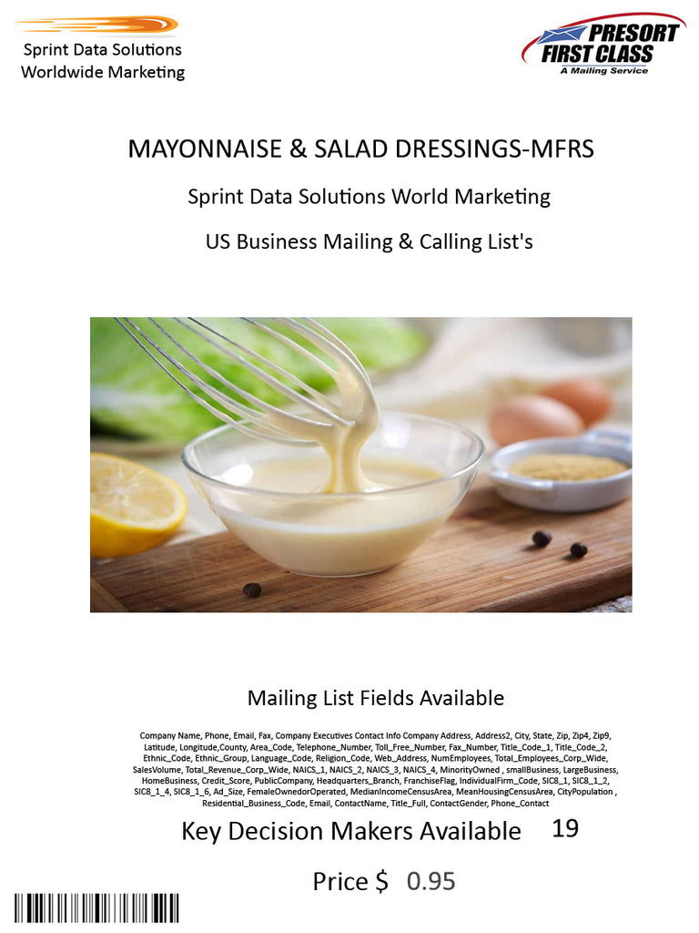 MAYONNAISE & SALAD DRESSINGS-MFRS