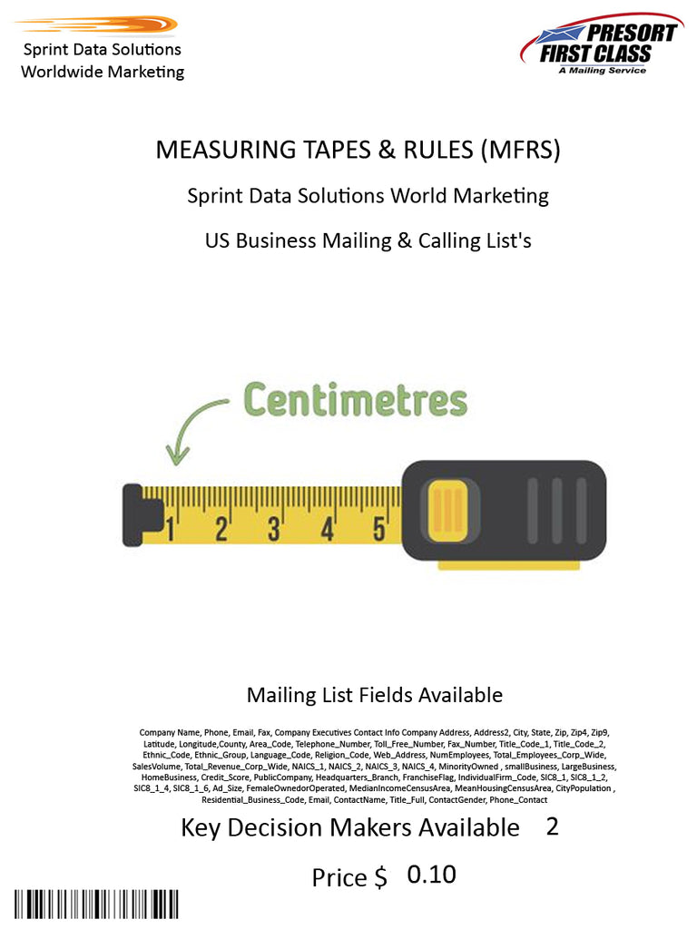 MEASURING TAPES & RULES (MFRS)