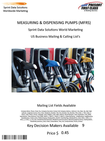 MEASURING & DISPENSING PUMPS (MFRS)