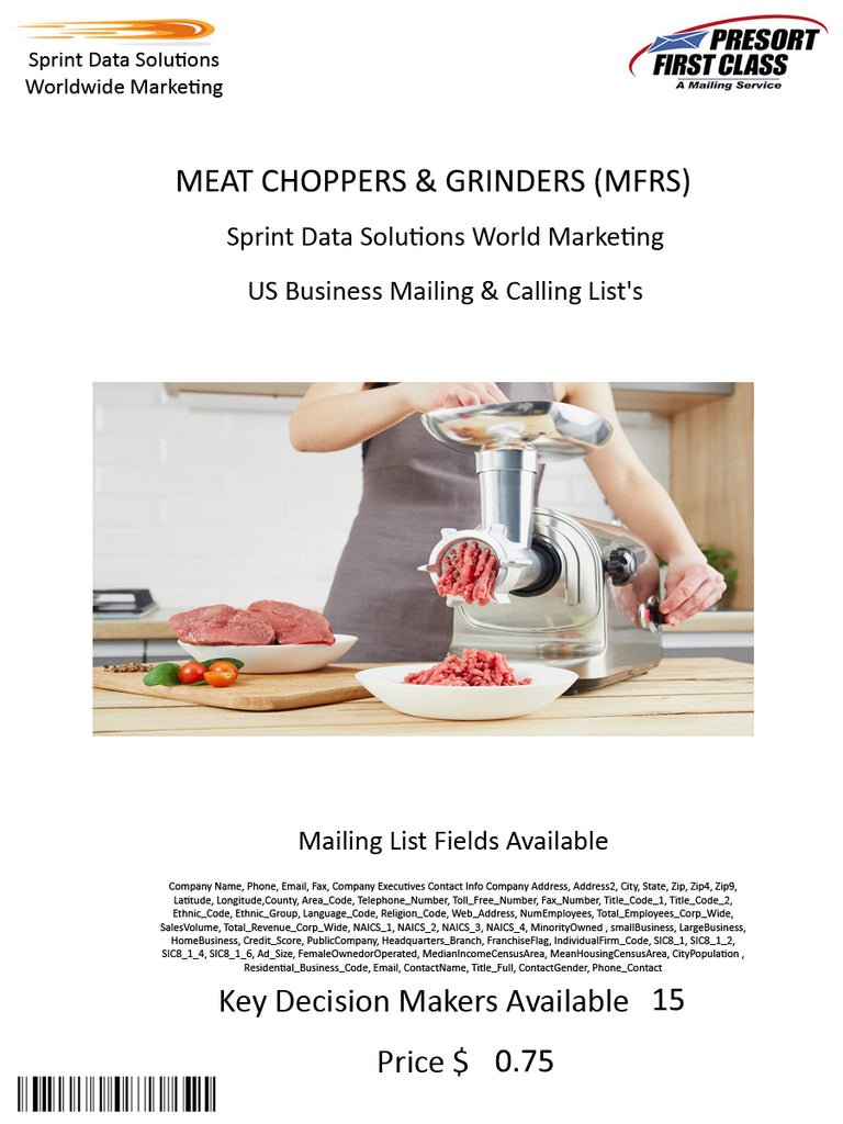 MEAT CHOPPERS & GRINDERS (MFRS)