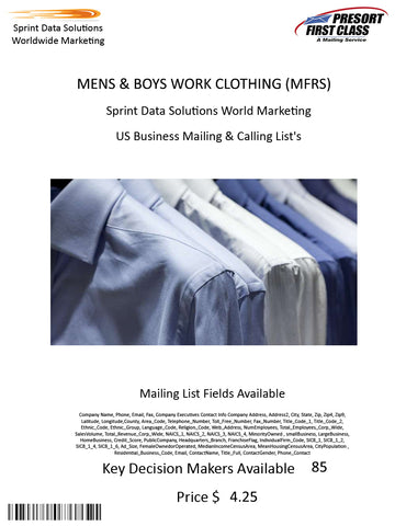 MENS & BOYS WORK CLOTHING (MFRS)