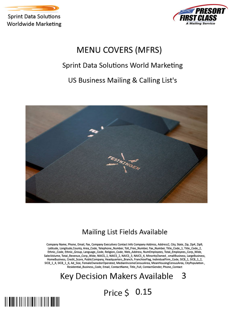 MENU COVERS (MFRS)