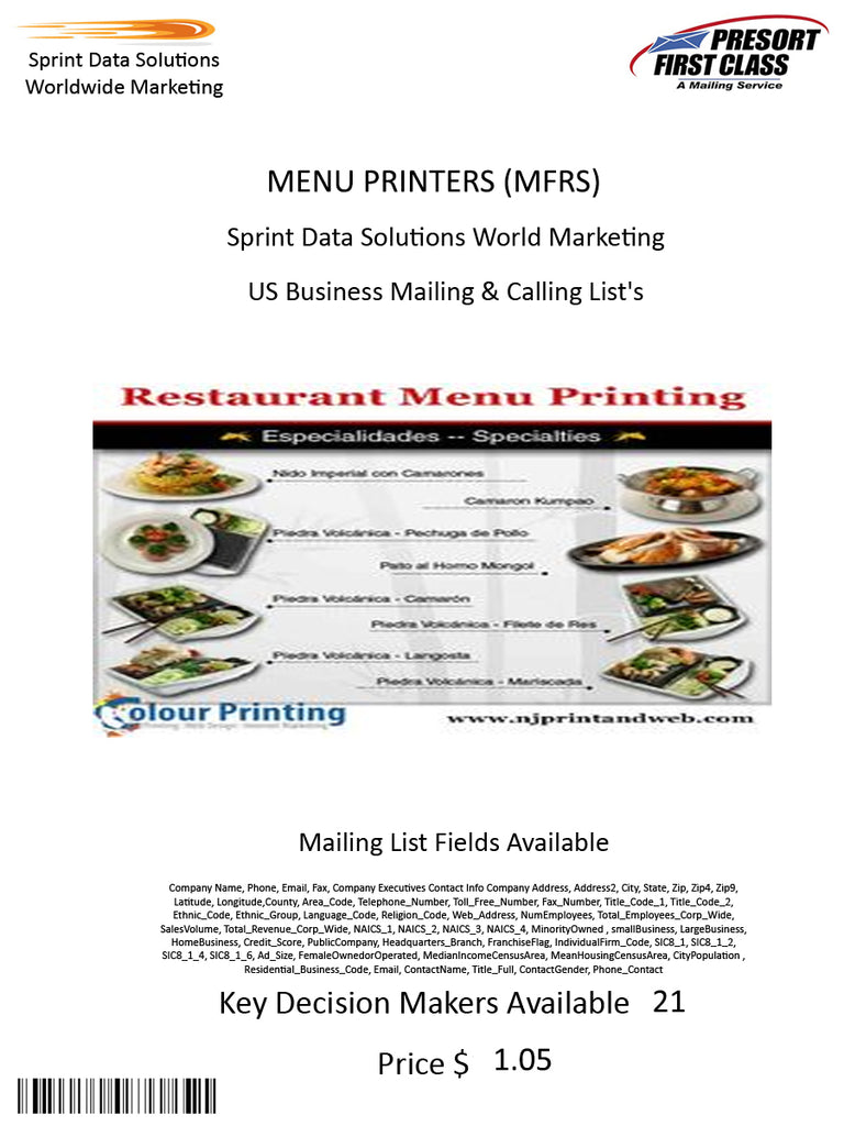 MENU PRINTERS (MFRS)