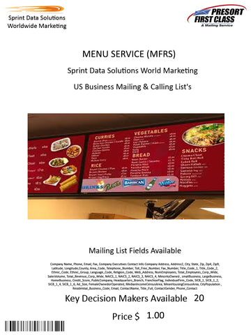 MENU SERVICE (MFRS)