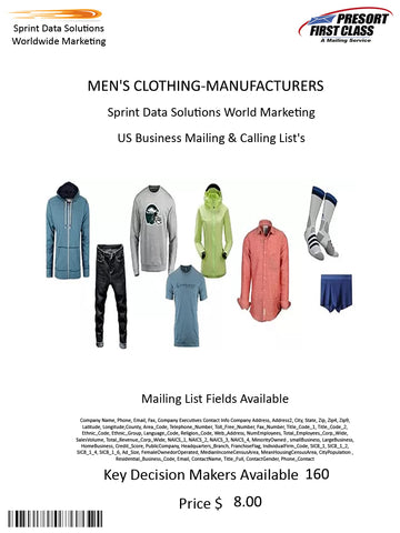 MEN'S CLOTHING-MANUFACTURERS