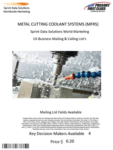 METAL CUTTING COOLANT SYSTEMS (MFRS)