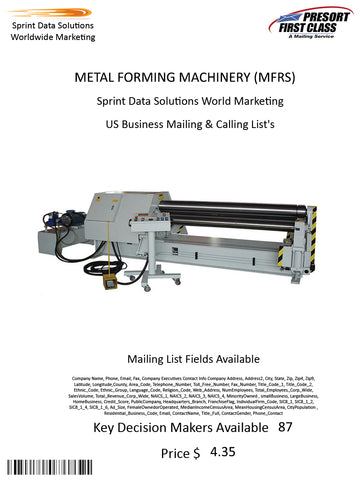 METAL FORMING MACHINERY (MFRS)