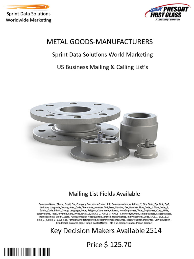 METAL GOODS-MANUFACTURERS