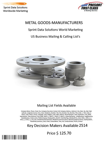 METAL GOODS-MANUFACTURERS