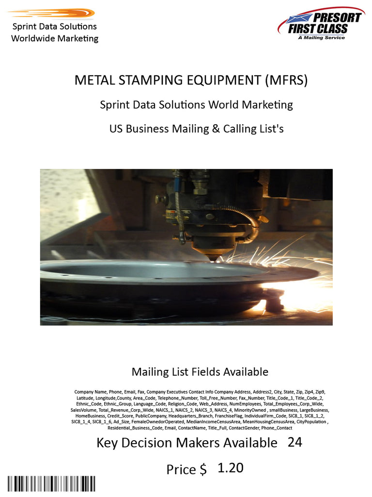 METAL STAMPING EQUIPMENT (MFRS)