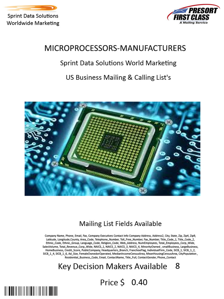 MICROPROCESSORS-MANUFACTURERS