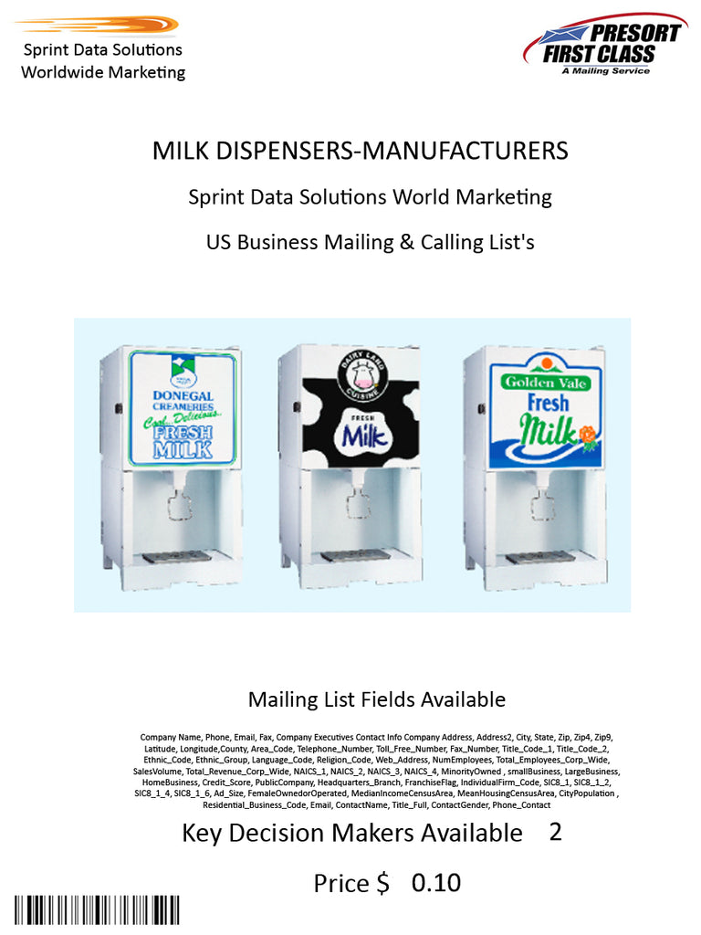 MILK DISPENSERS-MANUFACTURERS