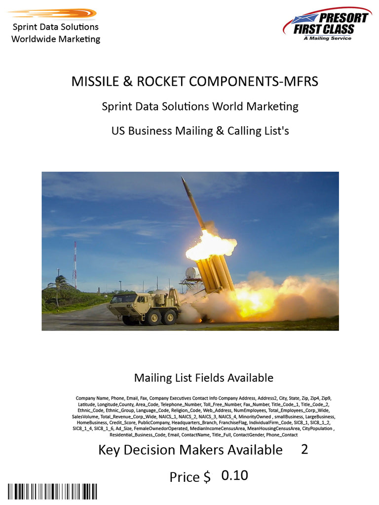 MISSILE & ROCKET COMPONENTS-MFRS