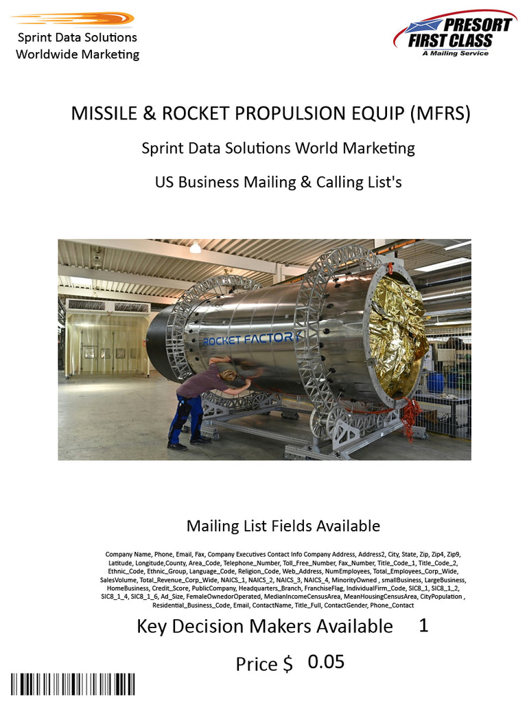 MISSILE & ROCKET PROPULSION EQUIP (MFRS)