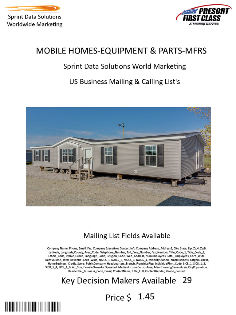 MOBILE HOMES-EQUIPMENT & PARTS-MFRS