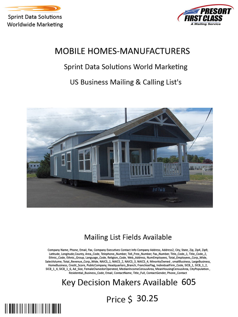 MOBILE HOMES-MANUFACTURERS