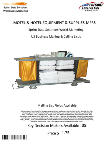 MOTEL & HOTEL EQUIPMENT & SUPPLIES-MFRS