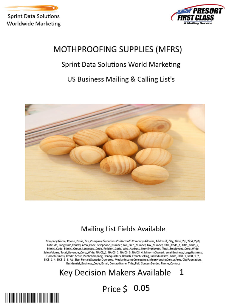 MOTHPROOFING SUPPLIES (MFRS)