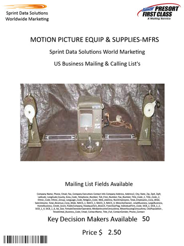 MOTION PICTURE EQUIP & SUPPLIES-MFRS