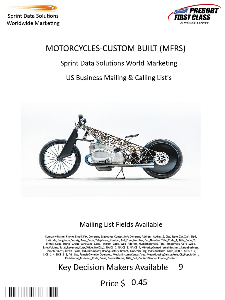 MOTORCYCLES-CUSTOM BUILT (MFRS)