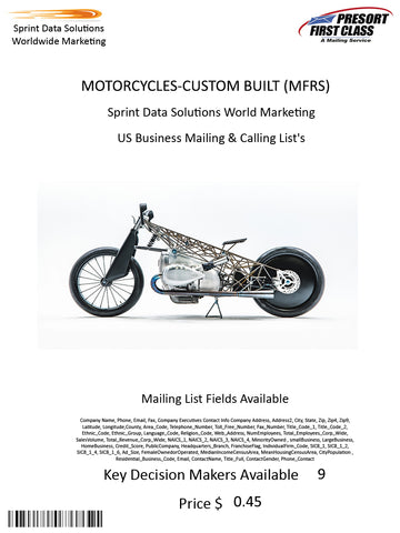 MOTORCYCLES-CUSTOM BUILT (MFRS)