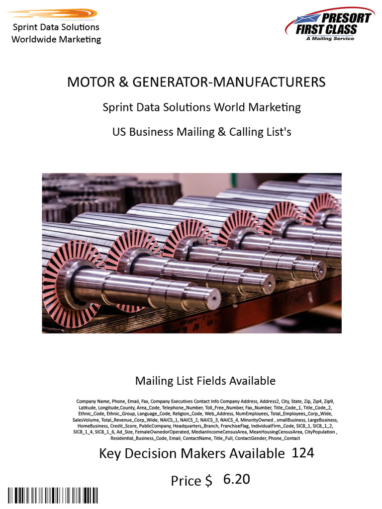 MOTOR & GENERATOR-MANUFACTURERS