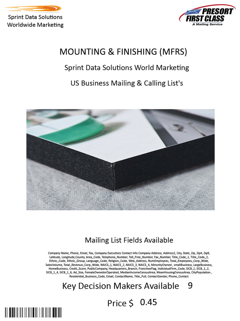 MOUNTING & FINISHING (MFRS)