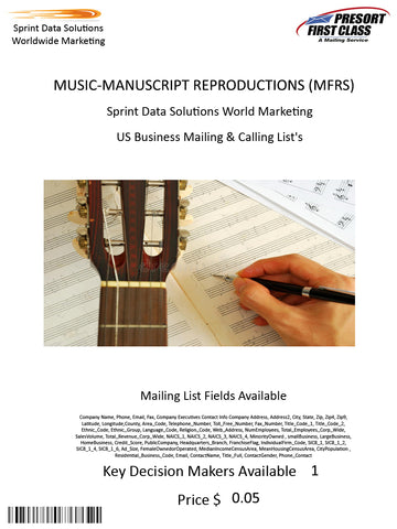 MUSIC-MANUSCRIPT REPRODUCTIONS (MFRS)