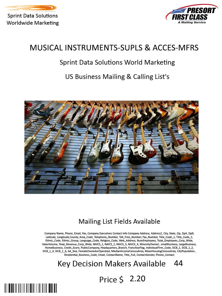 MUSICAL INSTRUMENTS-SUPLS & ACCES-MFRS