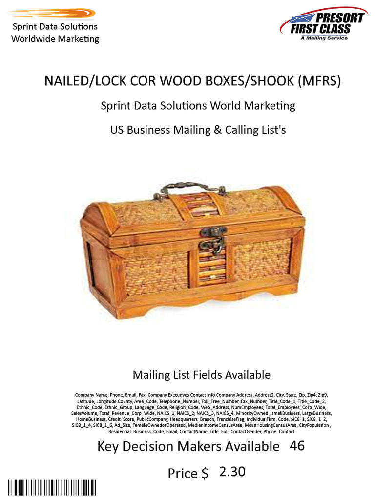 NAILED/LOCK COR WOOD BOXES/SHOOK (MFRS)