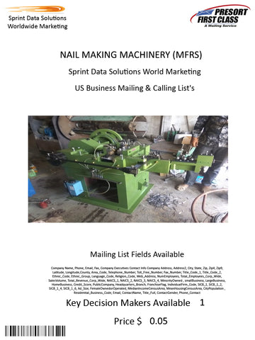 NAIL MAKING MACHINERY (MFRS)